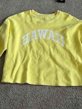 Thread & Supply Yellow 'HAWAII' Graphic Ribbed Long-Sleeve Top